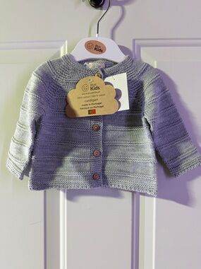 Blue Kids Light Gray Knit Baby Cardigan-6m